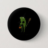 Badge Rond 5 Cm For October, Funny Halloween, Funny Witch Frog  (Devant)