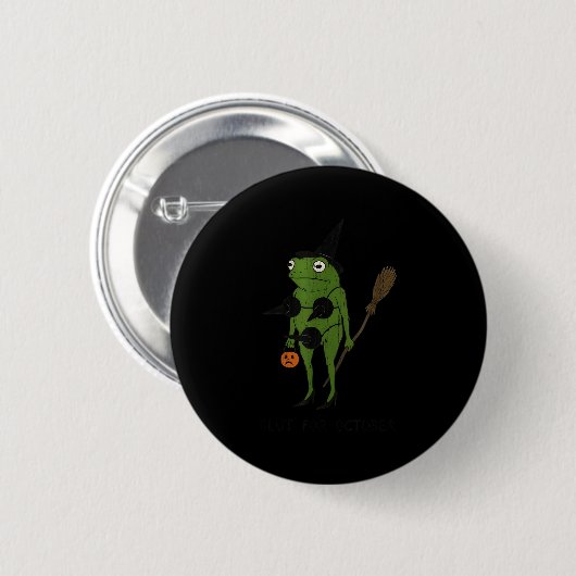 Badge Rond 5 Cm For October, Funny Halloween, Funny Witch Frog  (Devant & derrière)