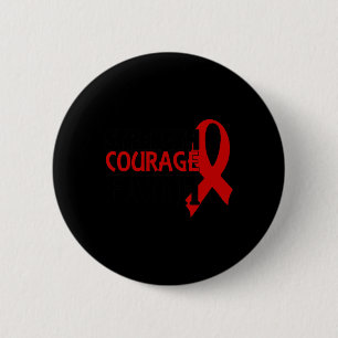 Badge Rond 5 Cm Force Courage Foi Sang Cancer Maladie cardiaque