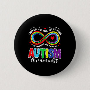 Badge Rond 5 Cm Force De sensibilisation sur l'autisme Et Coeur No
