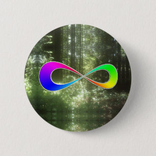 Badge Rond 5 Cm Forêt arc-en-ciel infinie
