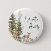 Badge Rond 5 Cm Forêt Bois Animaux Aventure Attend (Devant)