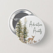 Badge Rond 5 Cm Forêt Bois Animaux Aventure Attend (Devant & derrière)