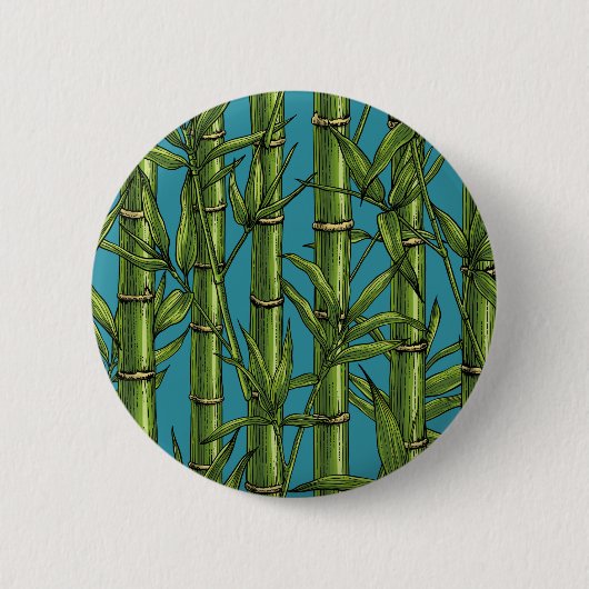 Badge Rond 5 Cm Forêt de bambou sur bleu (Devant)