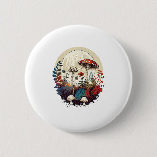 Badge Rond 5 Cm Forêt de champignons esthétique Goblincore et Cott