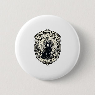 Badge Rond 5 Cm Forêt de champignons Fée Chat Drôle Chat Graphique