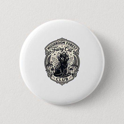 Badge Rond 5 Cm Forêt de champignons Fée Chat Drôle Chat Graphique (Devant)