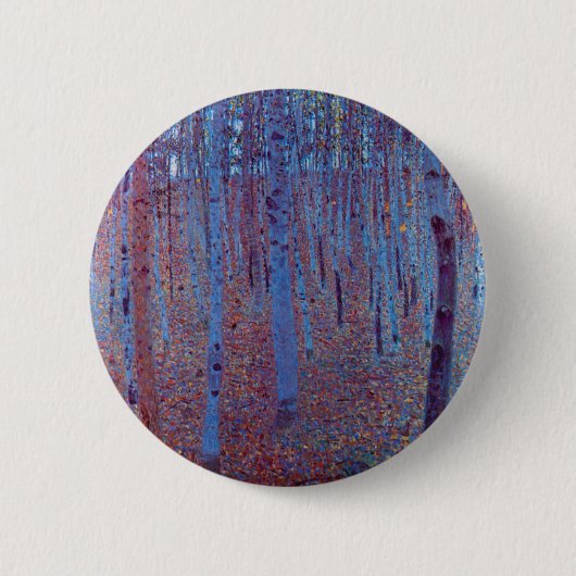 Badge Rond 5 Cm Forêt de hêtres par Gustav Klimt, Art Nouveau Vint (Devant)