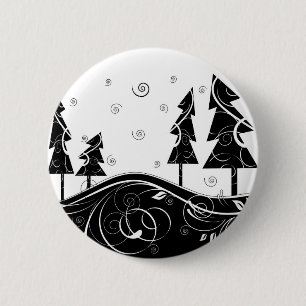 Badge Rond 5 Cm Forêt de Noël