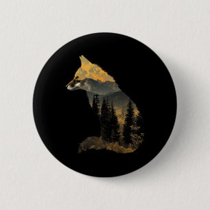 Badge Rond 5 Cm Forêt de renards amoureux de la nature Montagnes R