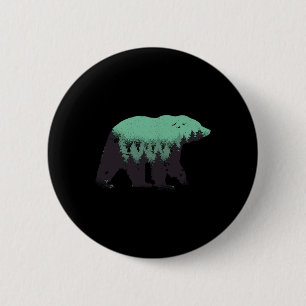 Badge Rond 5 Cm Forêt d'ours Nature Grizzly Randonnée Extérieur Ch