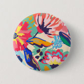 Badge Rond 5 Cm Forêt et rose (Devant)