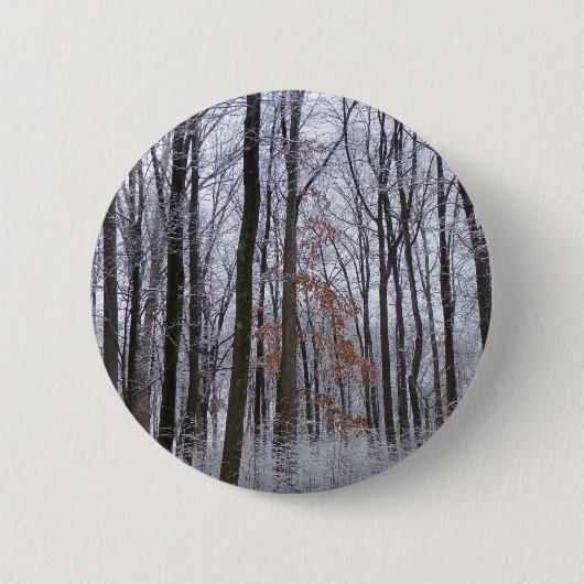 Badge Rond 5 Cm Forêt huppée neige paysage d'hiver Photographie (Devant)