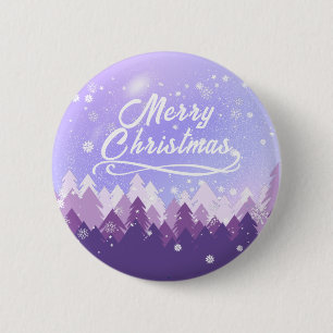 Badge Rond 5 Cm Forêt pacifique de neige violette blanche Joyeux N