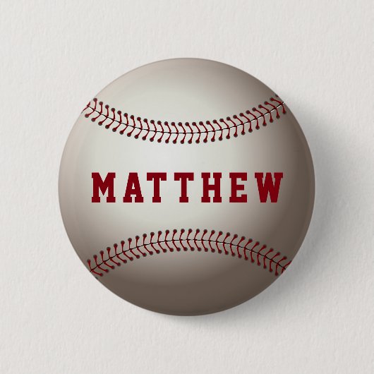 Badge Rond 5 Cm Forme de baseball nom personnalisé (Devant)