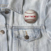 Badge Rond 5 Cm Forme de baseball nom personnalisé (En situation)
