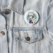 Badge Rond 5 Cm Forme de Miketsukami Youkai (En situation)