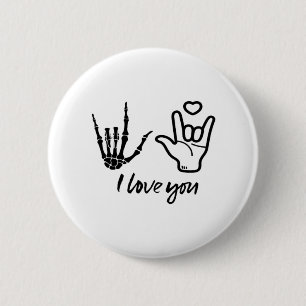 Badge Rond 5 Cm Forme des mains - Squelette Mains du coeur