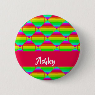 Badge Rond 5 Cm Formes arc-en-ciel lumineuses bloquées