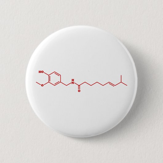 Badge Rond 5 Cm Formule chimique moléculaire Chili Capsaicin (Devant)