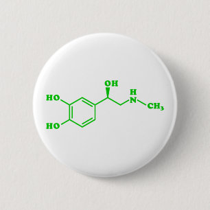Badge Rond 5 Cm Formule chimique moléculaire d'adrénaline