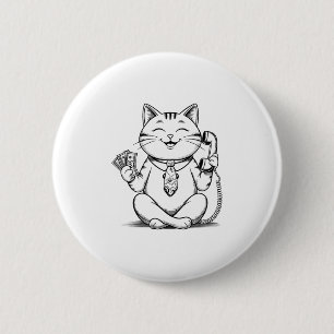 Badge Rond 5 Cm Fortune Kitty Mème Graphic Kawaii Maneki Neko Doll