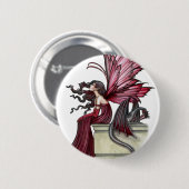 Badge Rond 5 Cm Fougueuse Ruby Gothique Rouge Fée et Dragon (Devant & derrière)