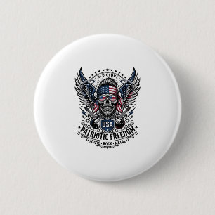 Badge Rond 5 Cm Foulard Patriotique Rocker Old Glory Musique Rock 