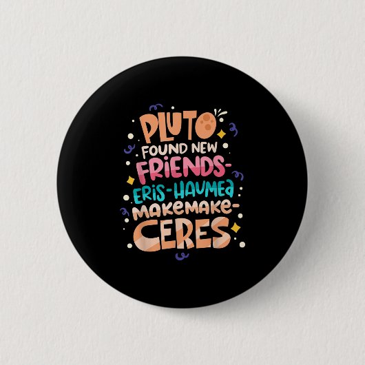 Badge Rond 5 Cm Found New Friends Funny Science Quotes Planets (Devant)