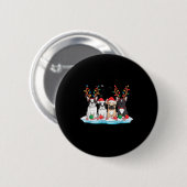 Badge Rond 5 Cm Four French Bulldog Dogs Christmas Light Reindeer (Devant & derrière)