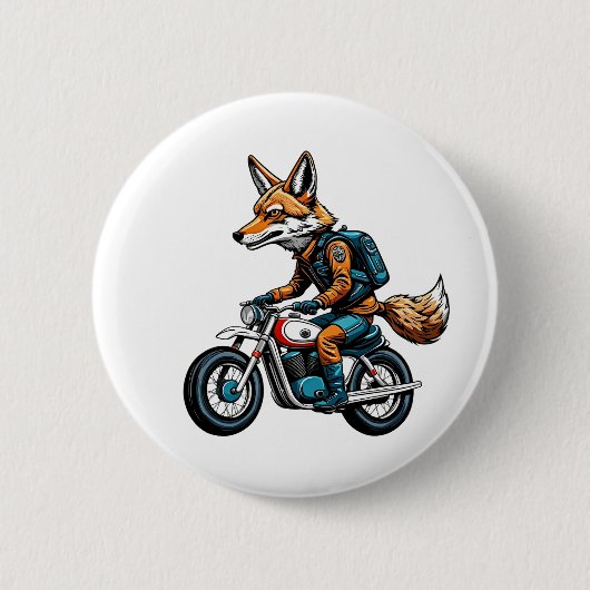 Badge Rond 5 Cm Fox à vélo (Devant)