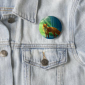 Badge Rond 5 Cm Fox dans la forêt (En situation)