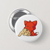 Badge Rond 5 Cm Fox de SCHLUP mangeant du lapin (Devant & derrière)
