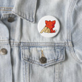 Badge Rond 5 Cm Fox de SCHLUP mangeant du lapin (En situation)