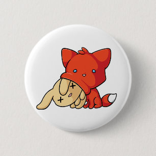 Badge Rond 5 Cm Fox de SCHLUP mangeant du lapin
