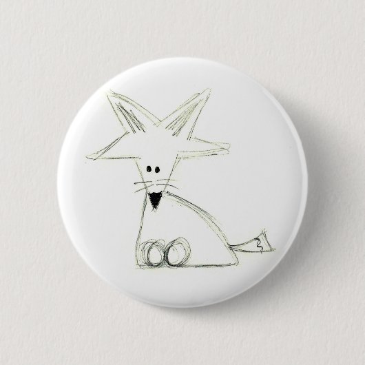 Badge Rond 5 Cm fox doodwhite gray simple kidrawing (Devant)