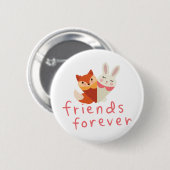 Badge Rond 5 Cm Fox et Rabbit Meilleur ami (Devant & derrière)
