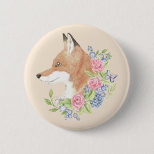Badge Rond 5 Cm Fox floral