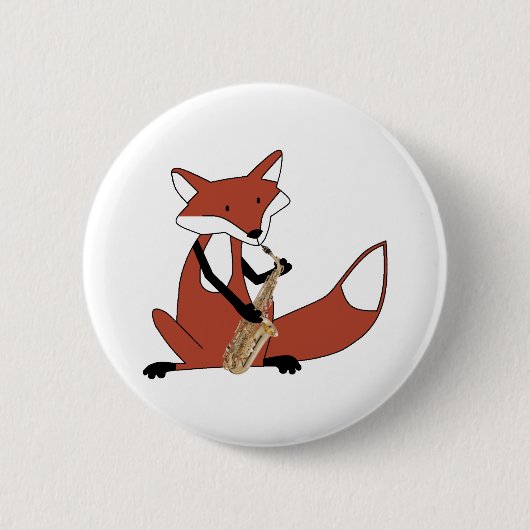 Badge Rond 5 Cm Fox jouant le saxophone (Devant)