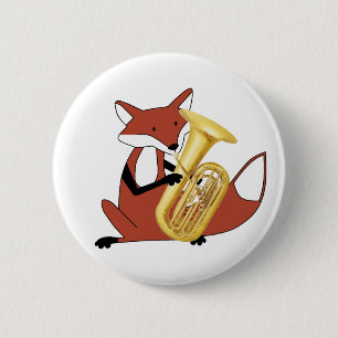 Badge Rond 5 Cm Fox jouant le tuba