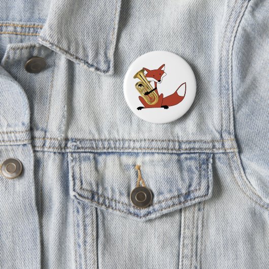 Badge Rond 5 Cm Fox jouant l'euphonium (En situation)