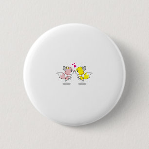 Badge Rond 5 Cm Fox Love Kiss Animal mignon Drôle Drôle