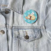 Badge Rond 5 Cm Fox mignon de Fennec dormant avec le panda rouge (En situation)