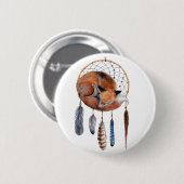 Badge Rond 5 Cm Fox rouge dormant sur Dreamcatcher (Devant & derrière)