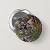 Badge Rond 5 Cm Fox rouge - Profil d'un Fox (Devant & derrière)