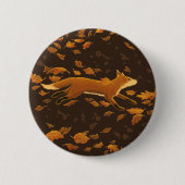 Badge Rond 5 Cm Fox Traversant L'Automne (Devant)
