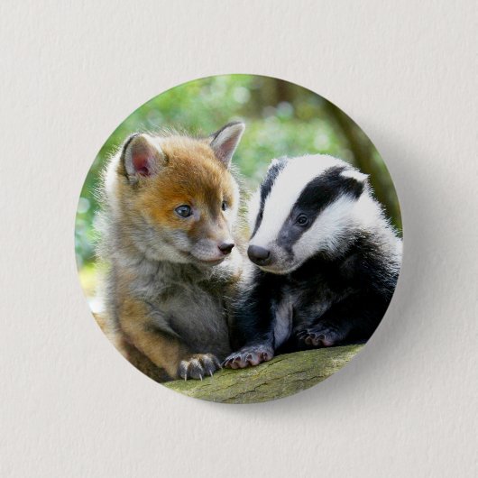 Badge Rond 5 Cm Foxcub & Badger Cute ! (Devant)
