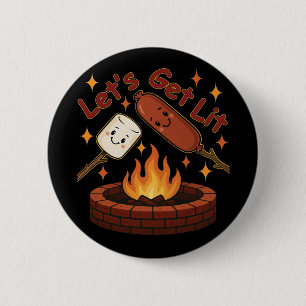 Badge Rond 5 Cm Foyer Let’s Get Lit – Mignon Marshmallow & Hot Dog