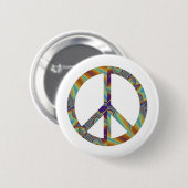 Badge Rond 5 Cm Fractale 001 géométriques de signe de paix (Devant & derrière)
