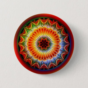 Badge Rond 5 Cm Fractale de mandala de Lotus